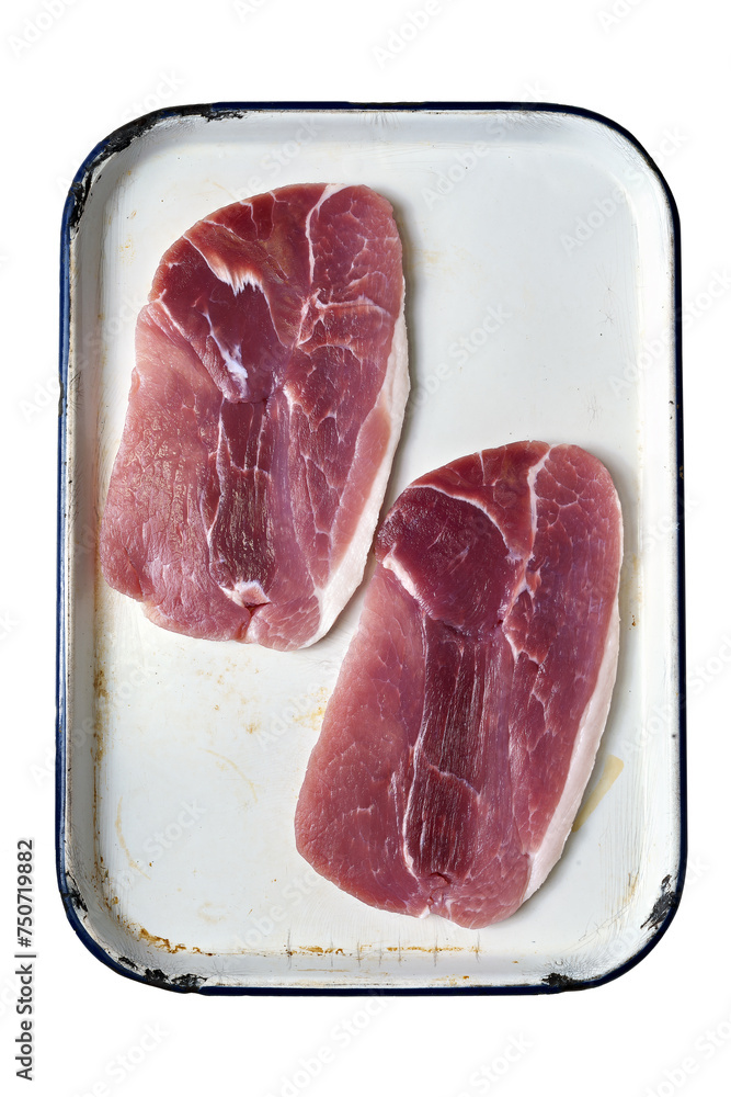 tray of uncooked british gammon steak