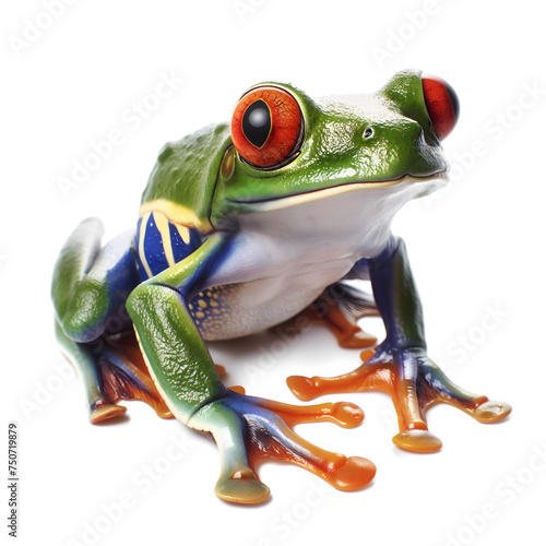Striking Portrait of a Red-Eyed Tree Frog Displaying Vibrant Colors photo