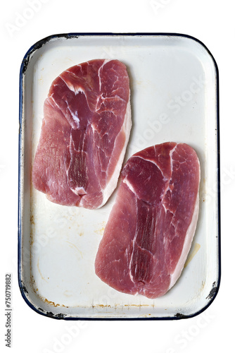 Obraz na płótnie tray of uncooked british gammon steak w salonie