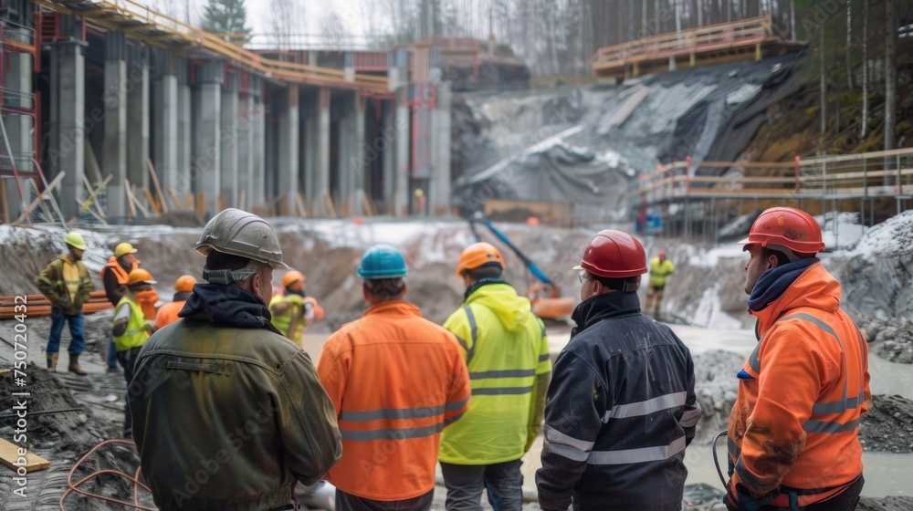 a group of Nordic construction workers at finish construction site a group of Nordic construction workers at finish construction site
