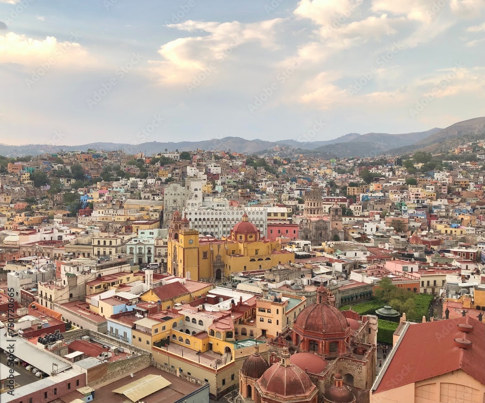 Aerial view of central Guanajuato, Mexico