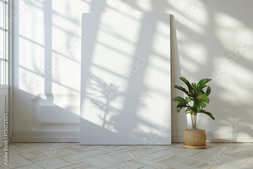 Blank Canvas mockup on minimal space in living room