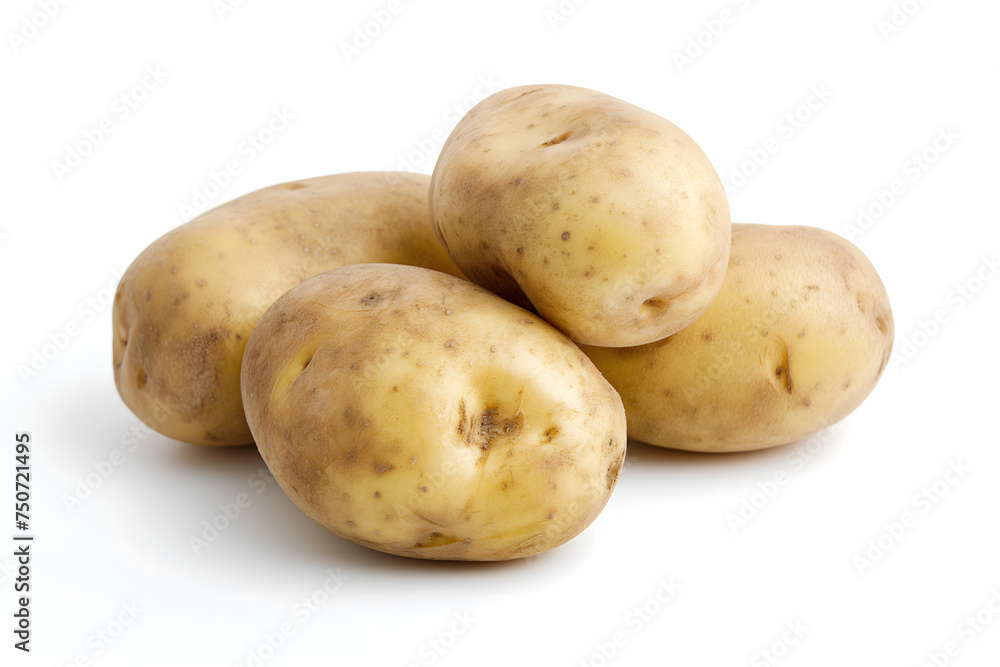Fresh, Raw Potatoes Isolated on a White Background Fresh, Raw Potatoes Isolated on a White Background