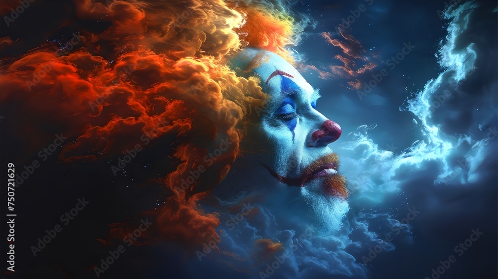 Surreal Portrait of a Man with Fire and Ice Elements Surreal Portrait of a Man with Fire and Ice Elements