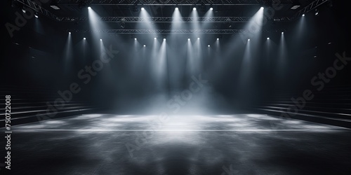 Artistic performances stage light background with spotlight illuminated the stage for contemporary dance. Empty stage with monochromatic colors and lighting design