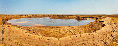 Canvas Print Colorful abstract apocalyptic landscape like moonscape of Dallol Lake in Crater