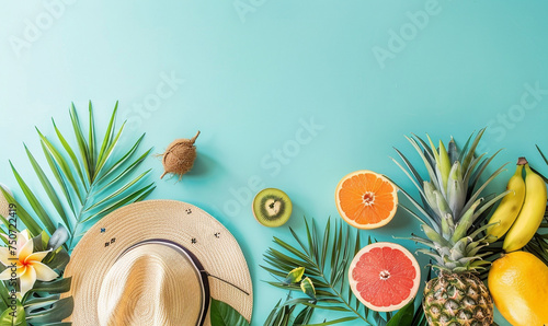 background of summer vacation holiday banner poster with space in the middle.