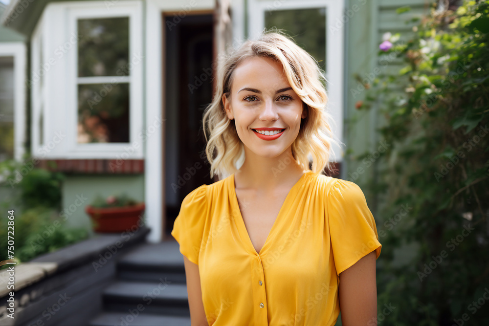 Portrait of pretty lovely young woman outdoors generated by AI Portrait of pretty lovely young woman outdoors generated by AI