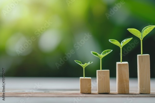 A simple and creative visualization of business growth with plant growing