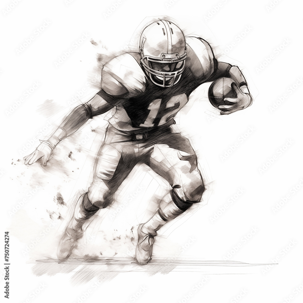 American football sketch drawing on white background - playoff fantasy football selection illustration American football sketch drawing on white background - playoff fantasy football selection illustration