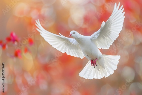 Graceful White Dove in Flight