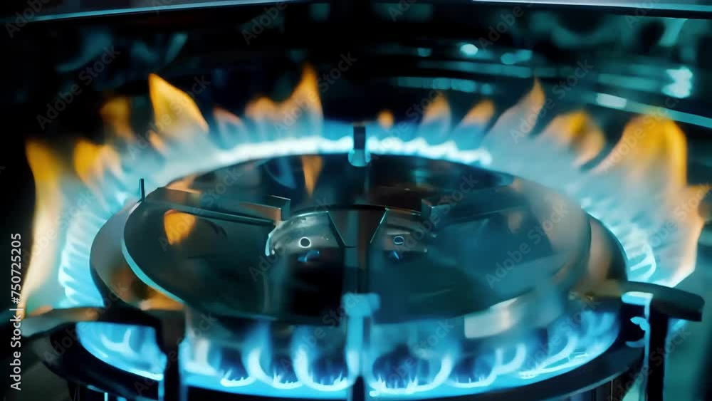 Ethereal Blue Gas Flames on Stove Burner Ethereal Blue Gas Flames on Stove Burner