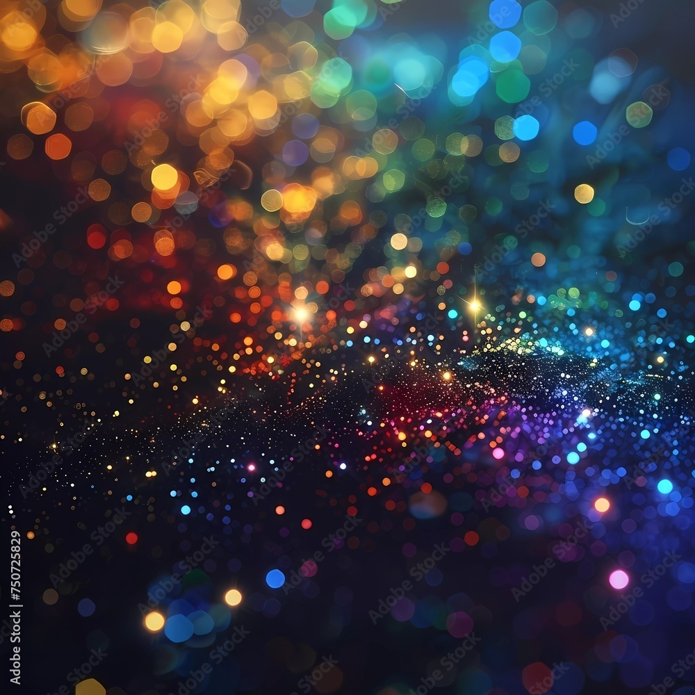 Abstract colorful background with bokeh defocused lights and stars, Generative AI illustrations.