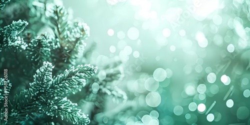 Christmas background with fir branches and bokeh lights  Generative AI illustrations.