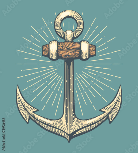 Engraving vintage ship anchor