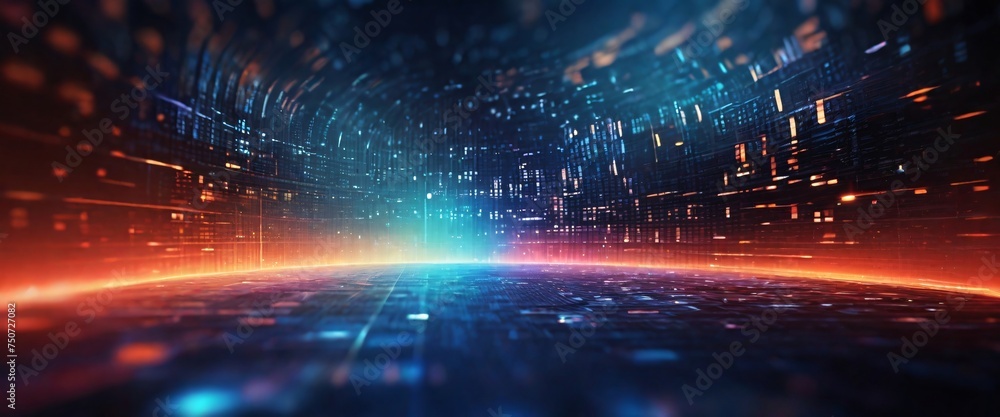 Fototapeta premium An abstract digital background with binary code and AI algorithms running in the background