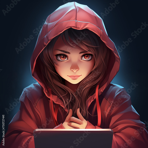 AI woman in a hoodie. 