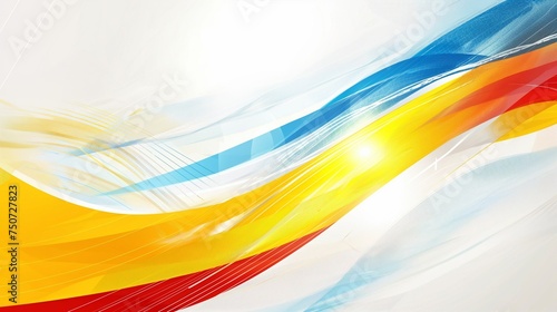 Sporty modern light abstract background in white yellow blue and red