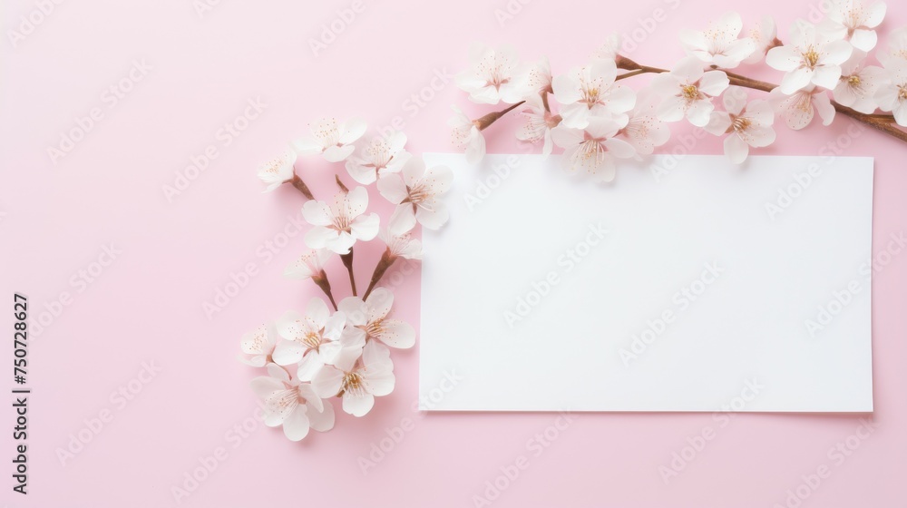 Paper With Flowers on Pink Background