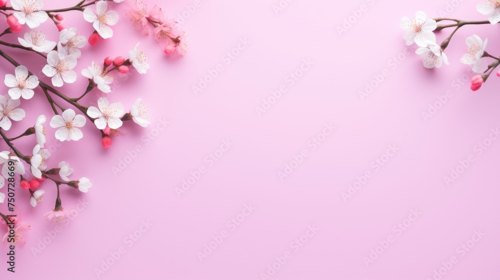 Pink Background With White and Pink Flowers