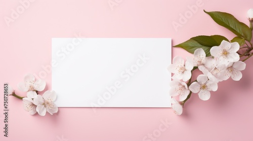 Blank Card With White Flowers on Pink Background © we360designs