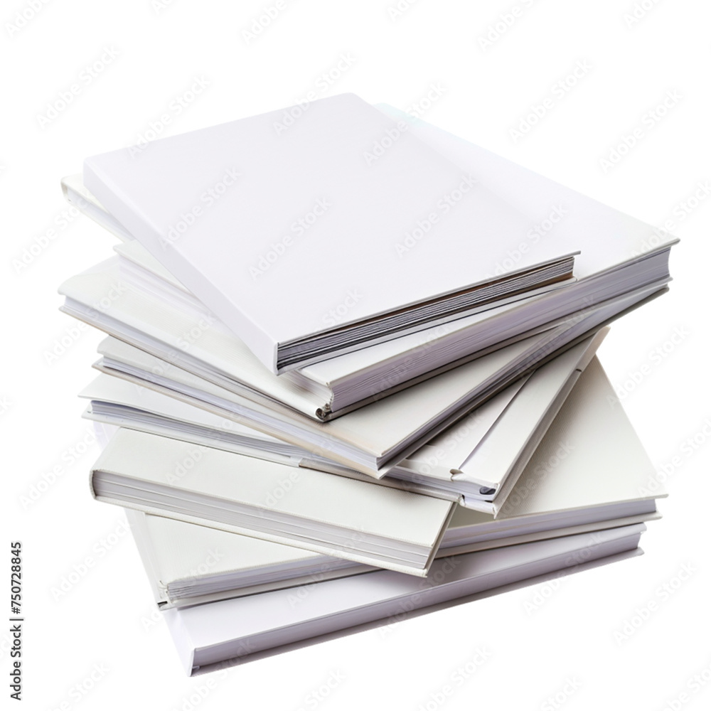 Stack of white blank books isolated on transparent background. Stack of white blank books isolated on transparent background.