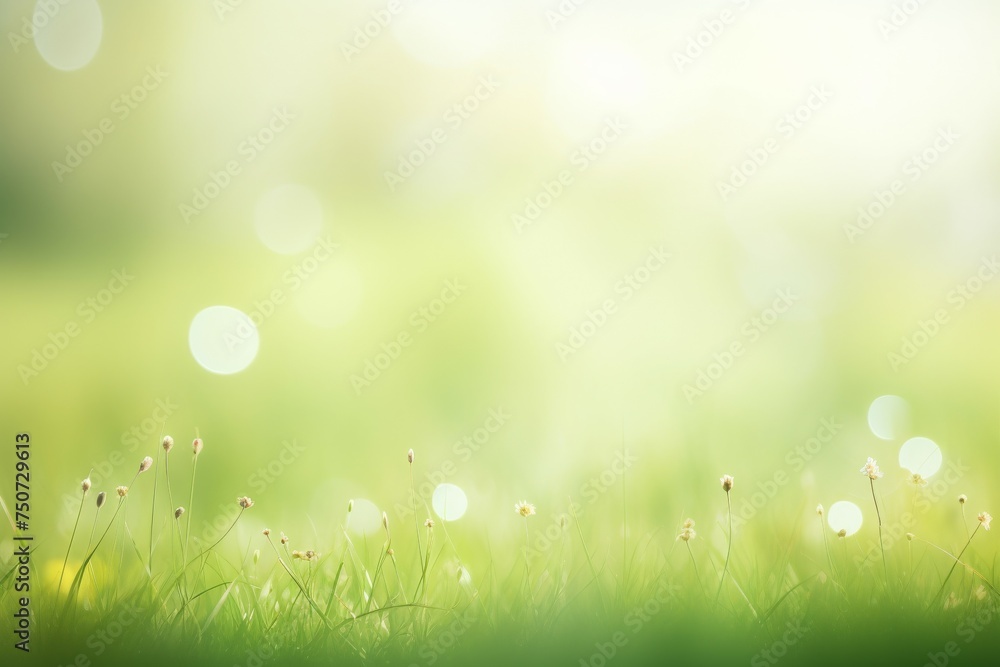 Blurry Grass and Flowers in Sunlight