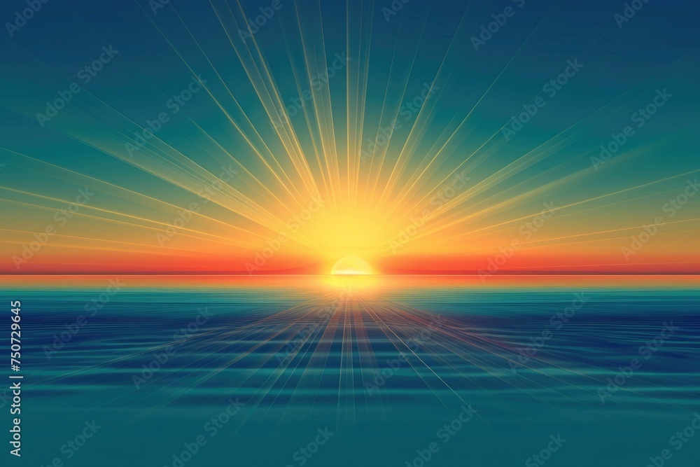 An abstract depiction of a rising sun over a horizon, An abstract depiction of a rising sun over a horizon,