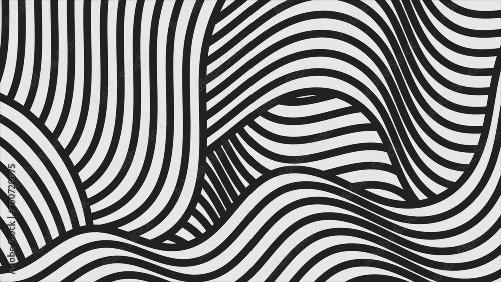 Black and white waves abstract tech minimal background