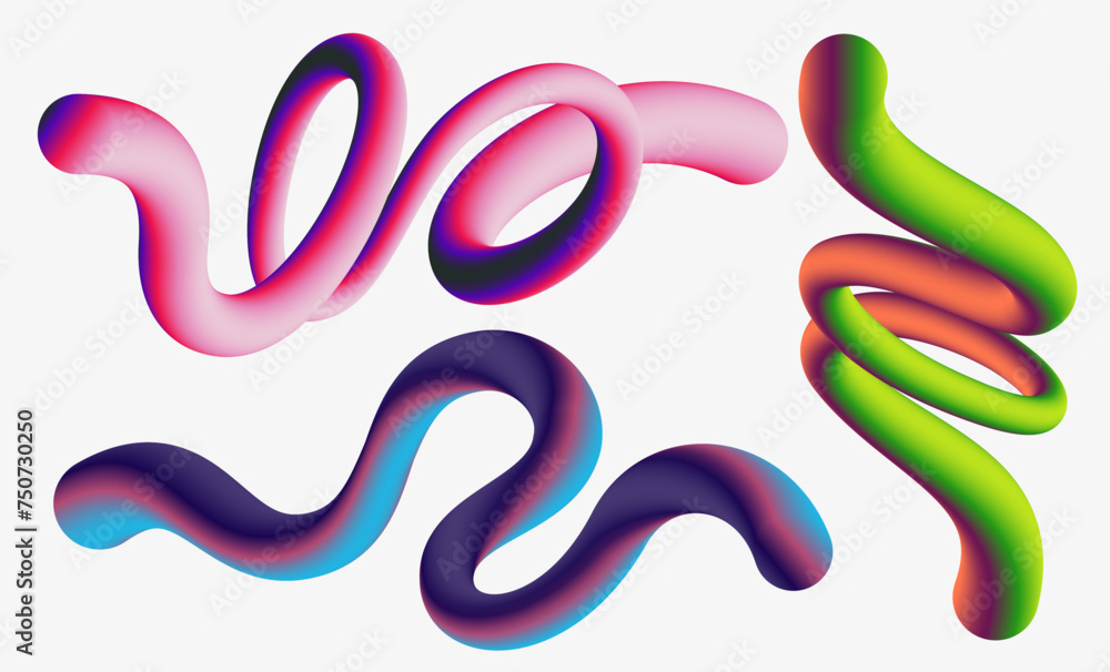 Obraz premium Wavy shape with gradient colors on white background. Vector illustration.