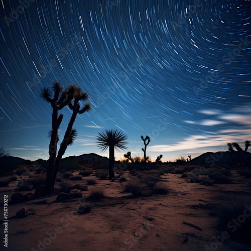 Time-lapse of stars over a desert landscape.