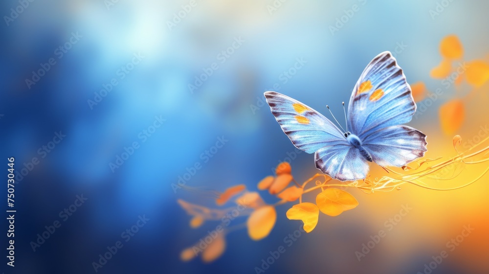 Blue Butterfly Resting on Yellow Flower Blue Butterfly Resting on Yellow Flower