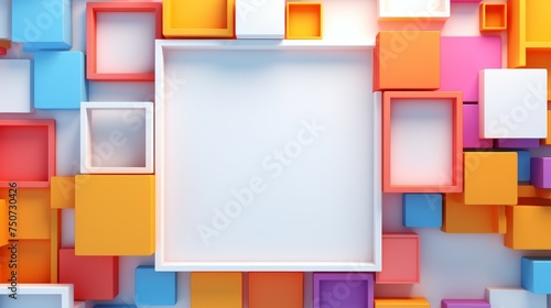 White Square Frame Surrounded by Colorful Blocks