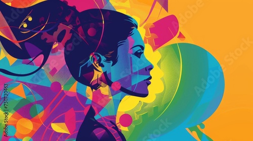 Vibrant Pop Art Female Profile for International Women s Day Poster