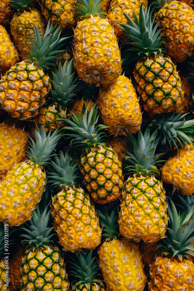 A pattern of ripe pineapples. Fruit shop or market concept A pattern of ripe pineapples. Fruit shop or market concept
