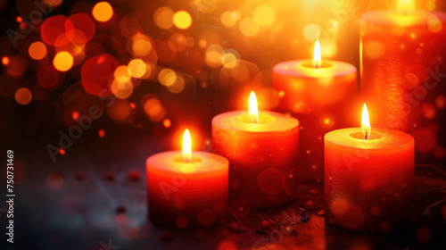 Warm Glowing Candles with Soft Bokeh for Cozy and Romantic Ambiance.