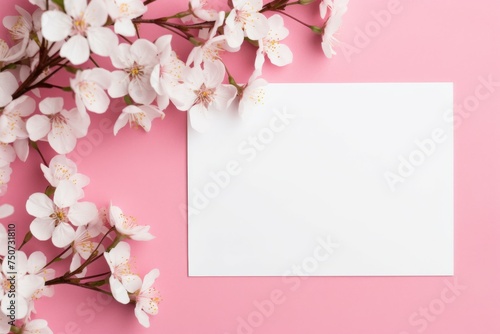 Pink Background With White Flowers and Card