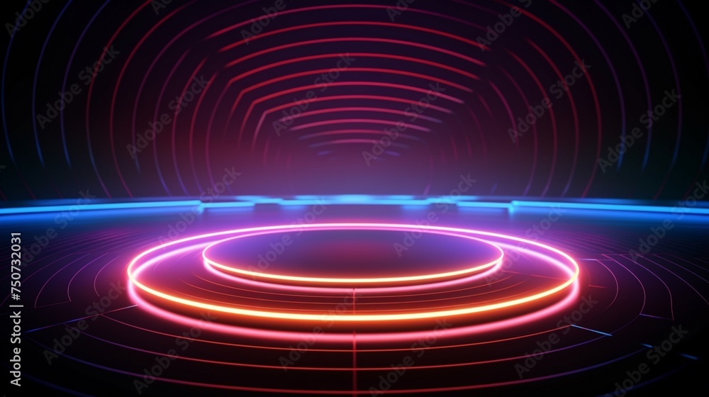 abstract background with glowing neon circle colorful rays and floor reflection Minimalist geometric wallpaper abstract background with glowing neon circle colorful rays and floor reflection Minimalist geometric wallpaper
