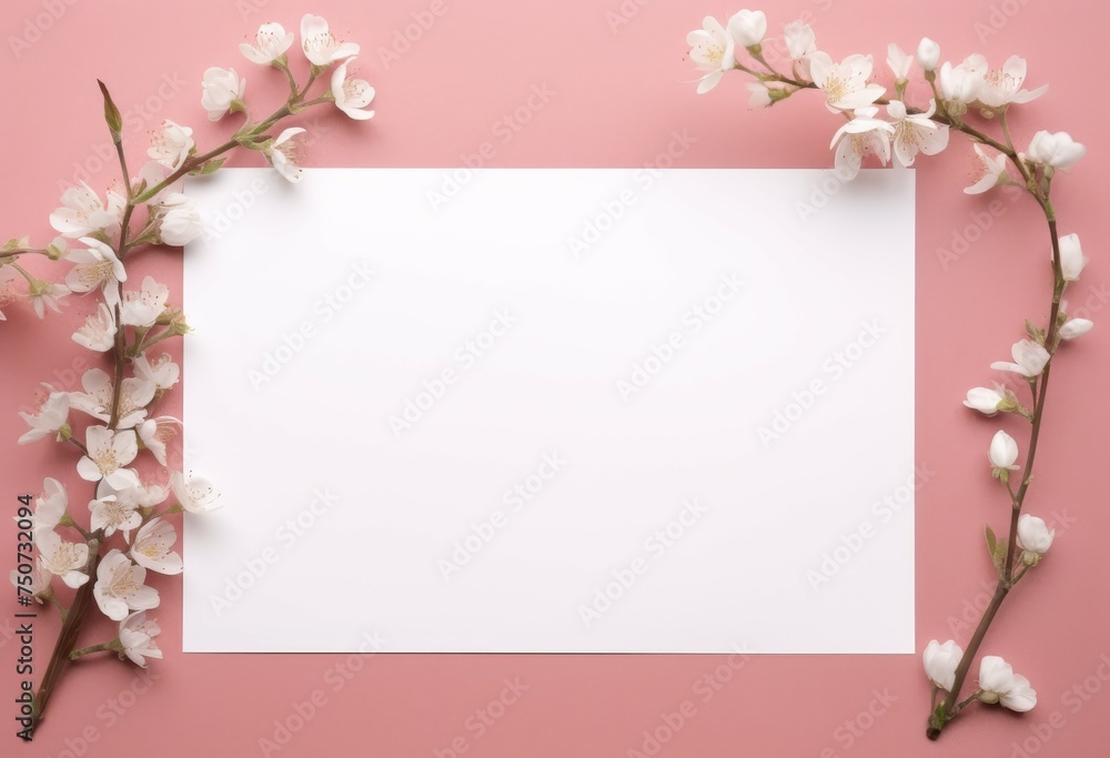 White Flowers on Pink Paper