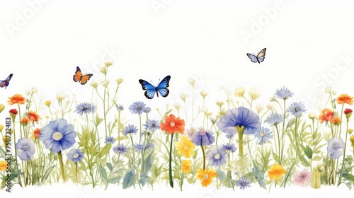 Field of Flowers and Butterflies