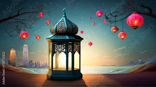 Islamic arabic lantern for ramadan kareem eid mubarak background