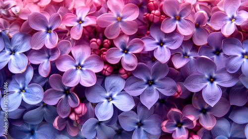 Purple and pink lilac flowers background. Top view. Flat lay. © Виктория Дутко