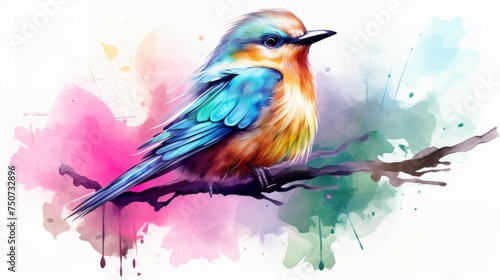 Colorful Bird Perched on Branch © we360designs