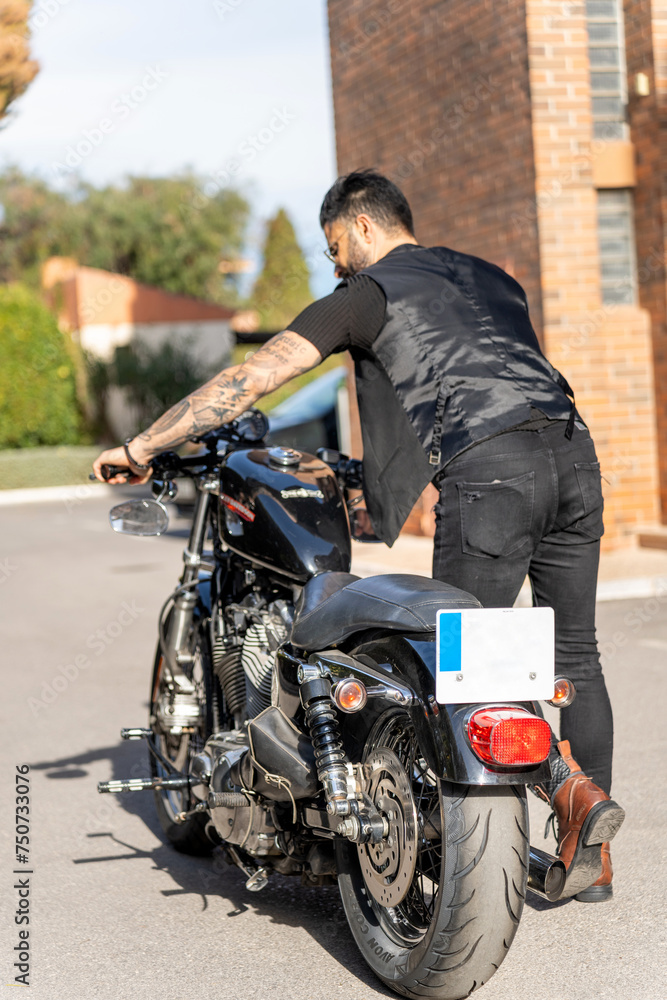 Rocker style motorcycle. Hipster aesthetic. Rocker style motorcycle. Hipster aesthetic.