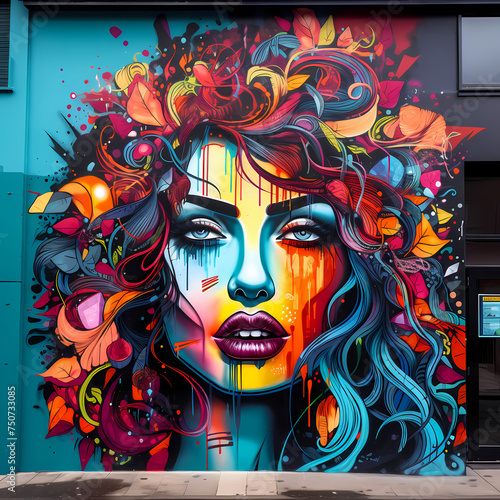 Vibrant graffiti art on an urban wall. 