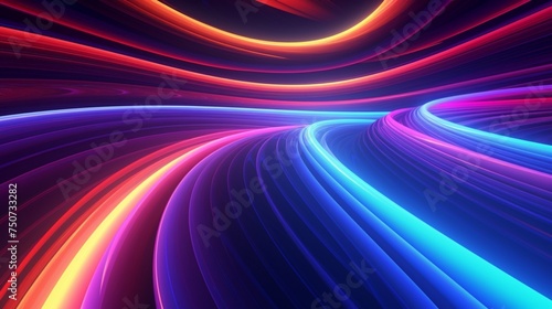 abstract background with colorful neon lines going to gravity well cosmic wormhole virtual reality wallpaper
