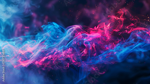 Swirling vibrant colors evoke smoke against a dark background banner wallpaper.