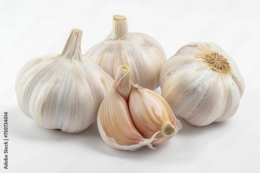 Organic fresh healthy garlic bulb isolated white background Organic fresh healthy garlic bulb isolated white background