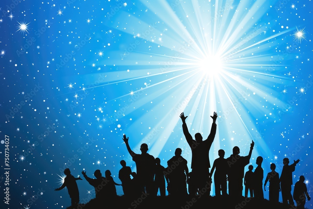 Silhouettes of leaders reaching for the stars, representing boundless opportunities in the business world Silhouettes of leaders reaching for the stars, representing boundless opportunities in the business world