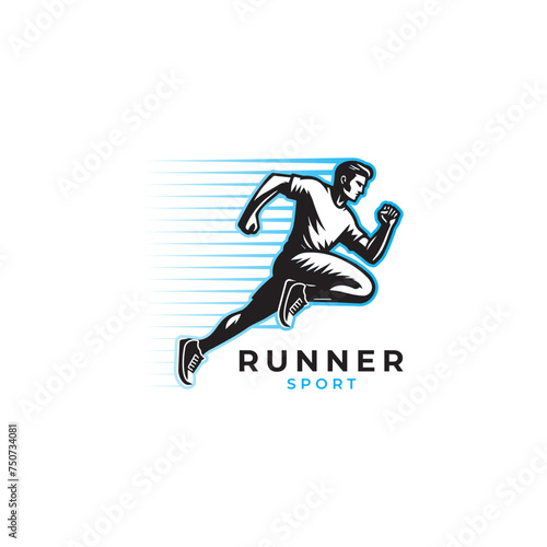 sportsman running isolated on white background, sport club vector illustration